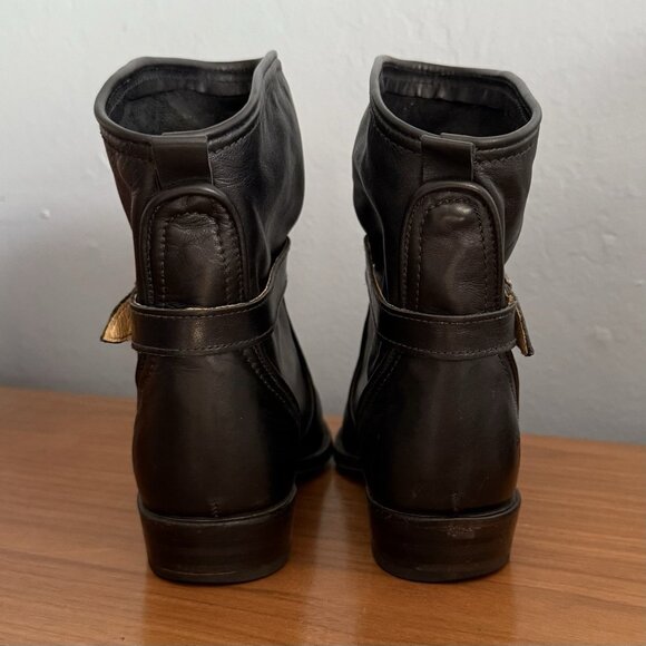 Frye Dorado Black Leather Ankle Buckle Boot Slouchy Size 8 - Picture 9 of 11